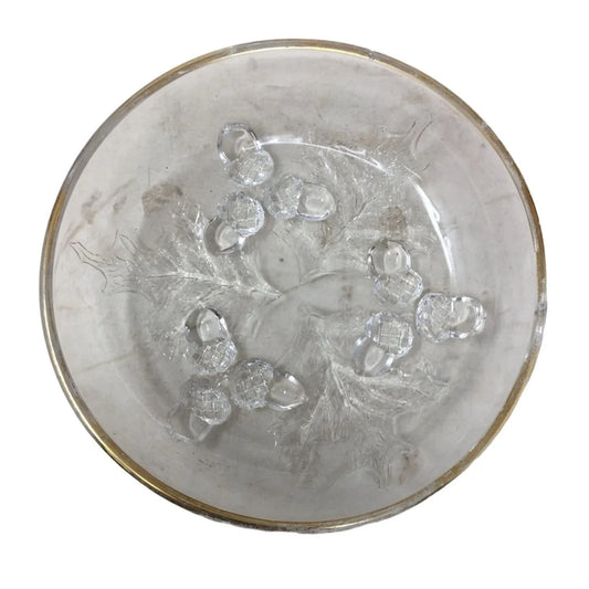 Vintage Small Footed Gold Rimmed Clear Glass Bowl/Dish unbranded A+ Stuff
