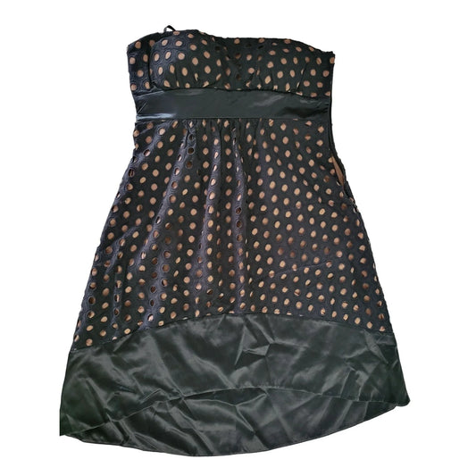 Nine West Dress Black with Brown Dots - Womens size 8 - Strapless short evening dress Nine West A+ Stuff