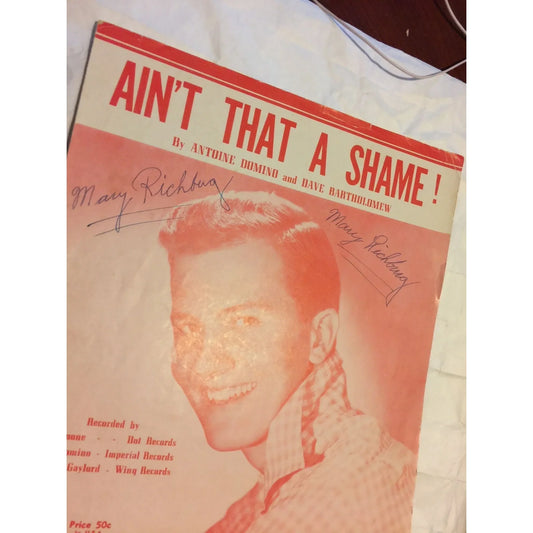 Ain't That A Shame by Antoine Domino & David Bartholomew Vintage Sheet Music Book - A+ Stuff