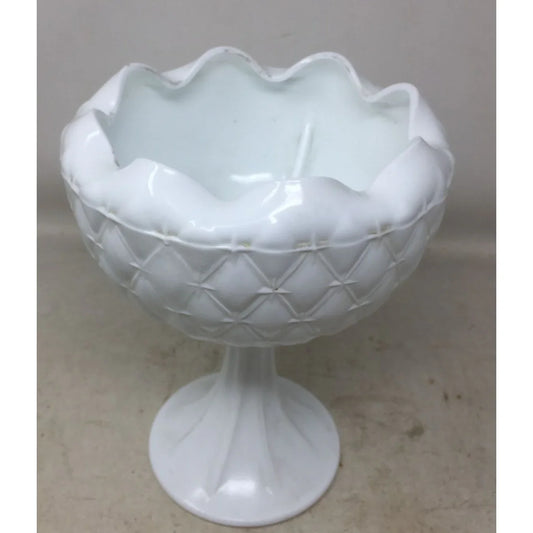 Vintage Indiana Glass Milk Glass Pedestal Oversized Footed Bowl - A+ Stuff