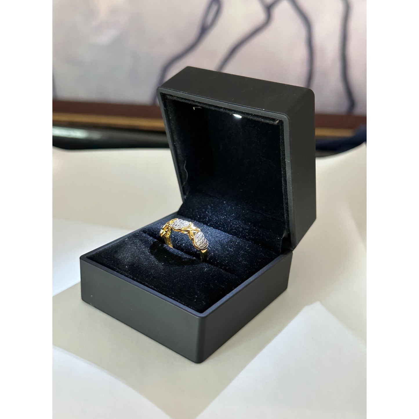 XOXO Triple Heart Ring with Diamond 14 kt Gold Overlay .925 Sterling - She'll LOVE it!