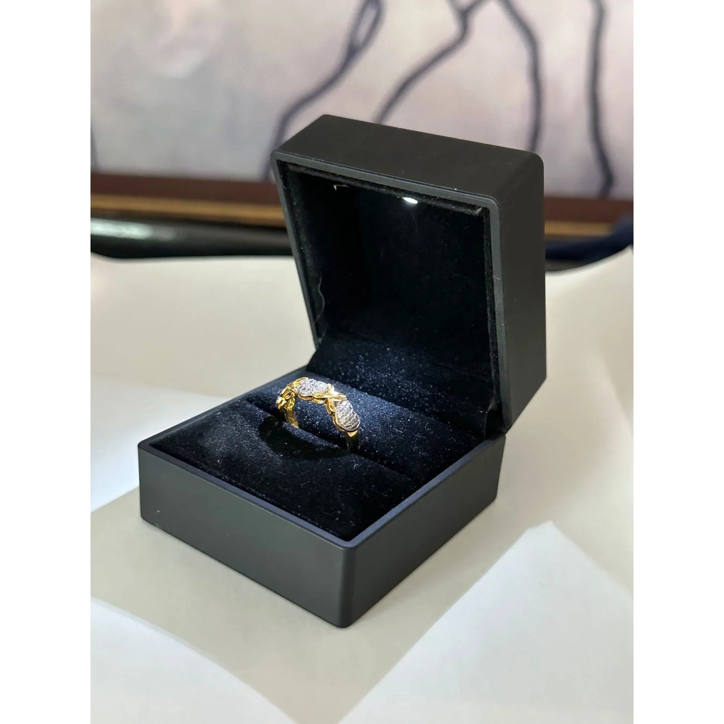 XOXO Triple Heart Ring with Diamond 14 kt Gold Overlay .925 Sterling - She'll LOVE it! - A+ Stuff