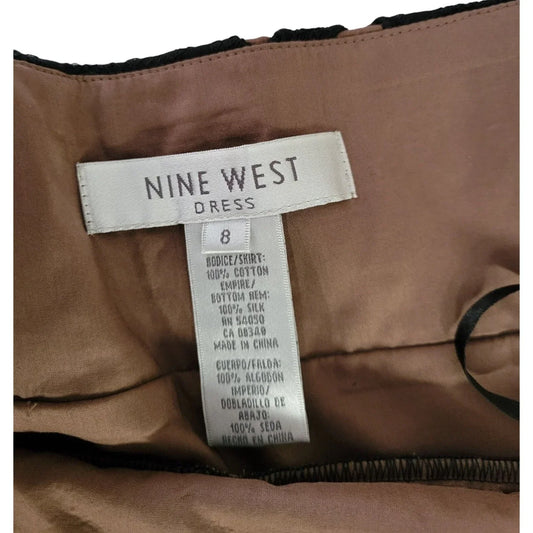 Nine West Dress Black with Brown Dots - Womens size 8 - Strapless short evening dress Nine West A+ Stuff