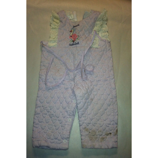 Vintage Jemina Puddle Duck Purple/White Zippered Romper Size 12M - A+ Stuff