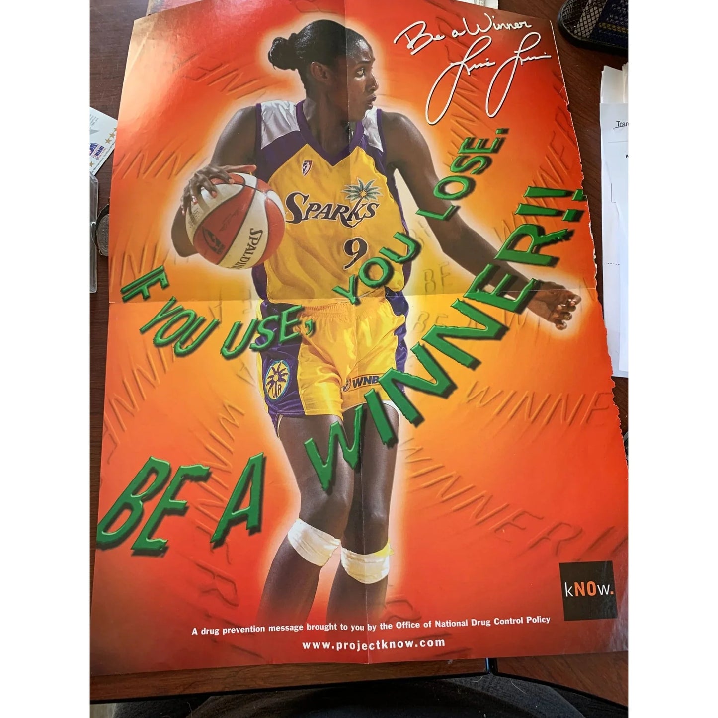 Vintage Poster with Lisa Leslie & Steve Young "If You Use, You Lose. Be A Winner" - A+ Stuff