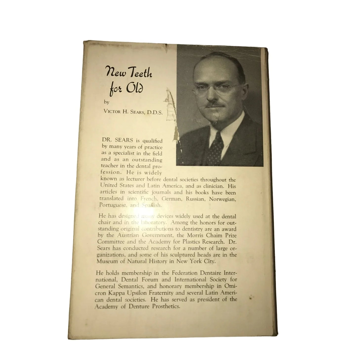 New Teeth for Old - Victor H Sears -- 1949 - vintage dentist book - A+ Stuff