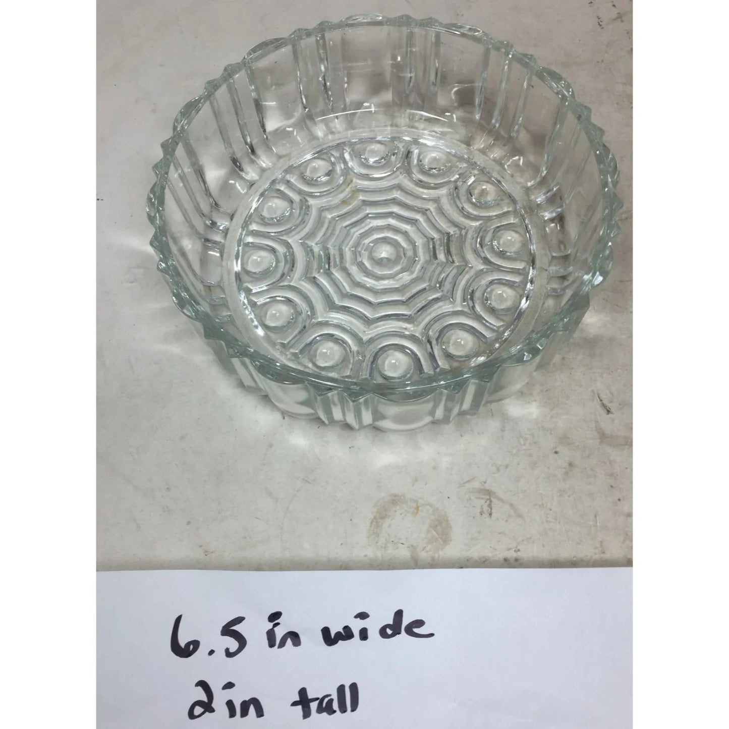 Vintage Clear Glass Round Candy Bowl - 6.5 inches wide and 2 inches tall - A+ Stuff