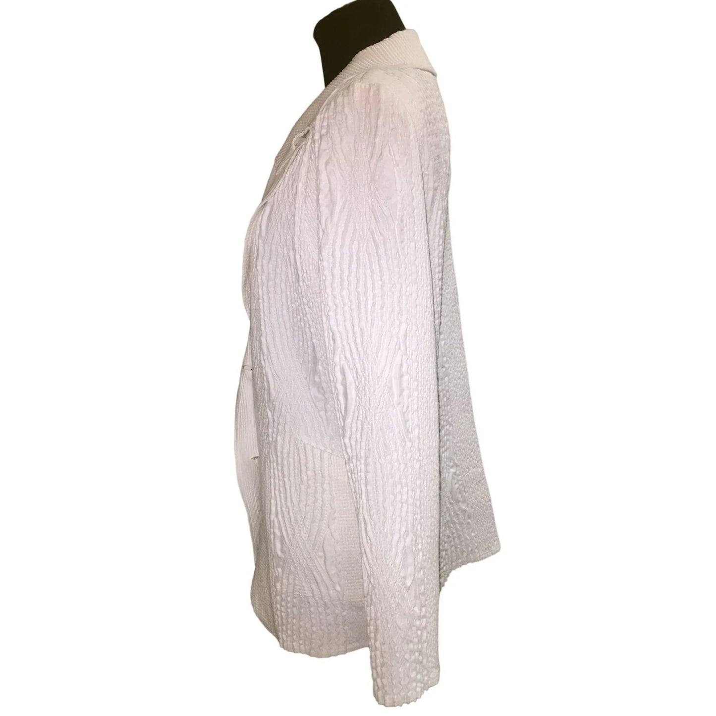 Womens Flair White Collared Button Up Long Sleeved Blazer Size Medium - A+ Stuff