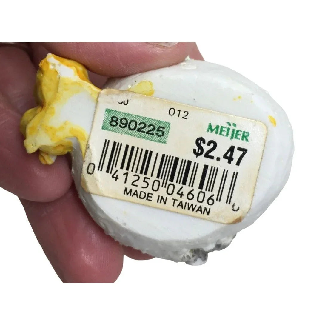 Small Chicken Figurine with 2 Yellow Baby Chicks (Has some Chipping) meijer A+ Stuff