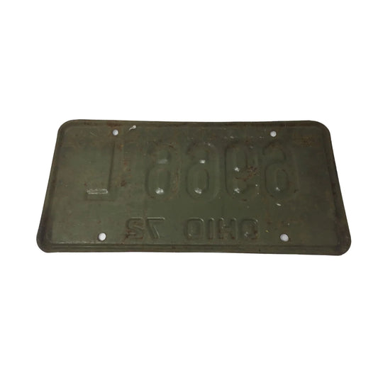 Vintage Metal License Plate Blue and Yellow 6966 L OHIO 72 - A+ Stuff