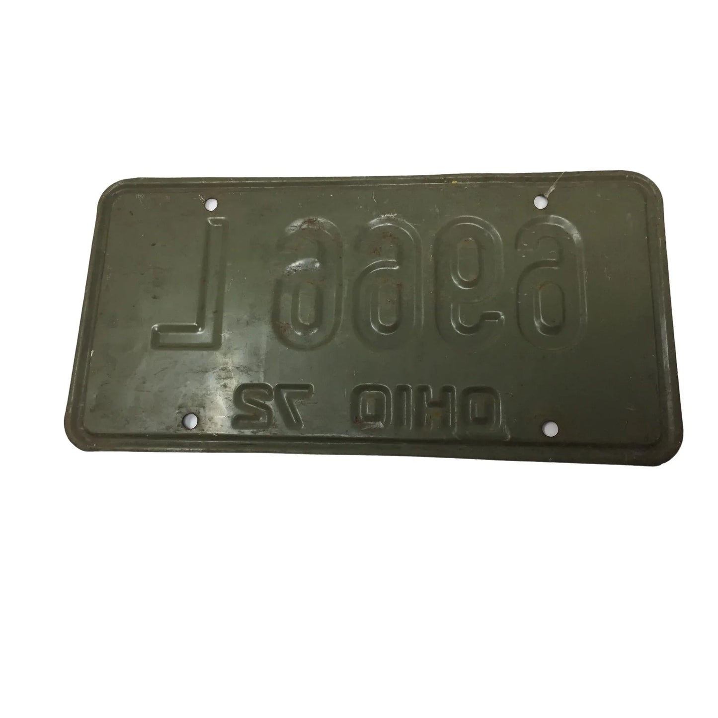 Vintage Metal License Plate Blue and Yellow 6966 L OHIO 72 - A+ Stuff