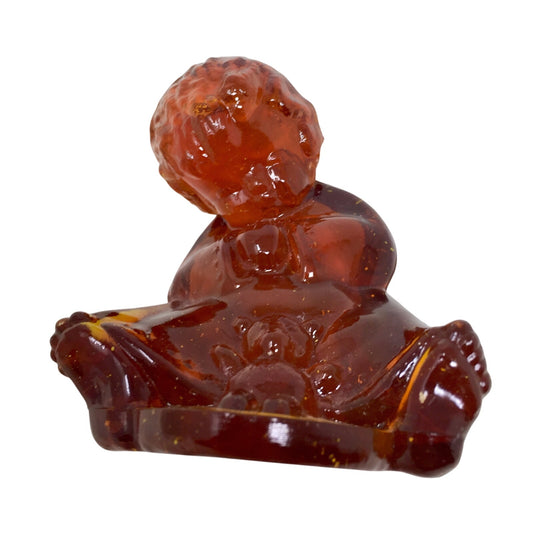 Sonny Boy Amber colored Art Glass Figurine - Wetzel Glass 1980s