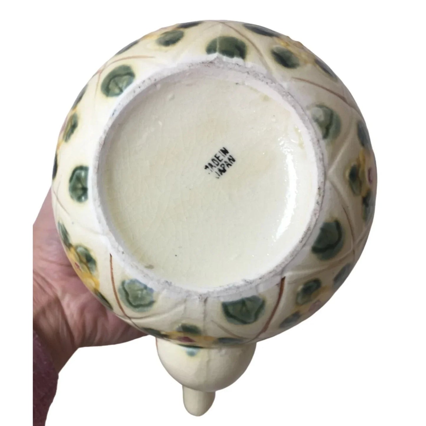 Vintage Flower Patterned Tea Pot with Lid and Wicker Handle- Made in Japan - A+ Stuff
