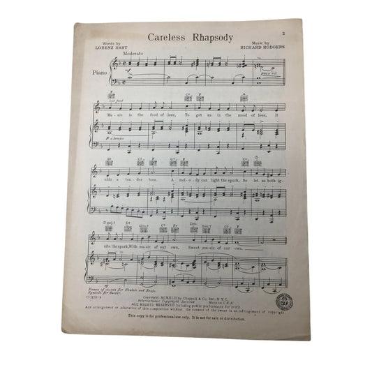 "Careless Rhapsody" by Lorenz Hart and Richard Rodgers - A+ Stuff - SHEET MUSIC - A+ Stuff