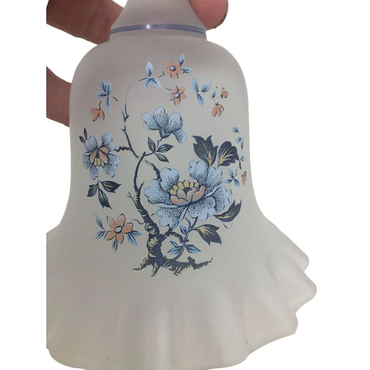Glass Handled Bell with Blue/Pink Flowers printed on it- Has a "ruffled look" on edges. A+ Stuff A+ Stuff