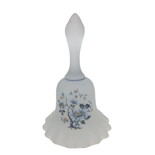 Glass Handled Bell with Blue/Pink Flowers printed on it- Has a "ruffled look" on edges. A+ Stuff A+ Stuff