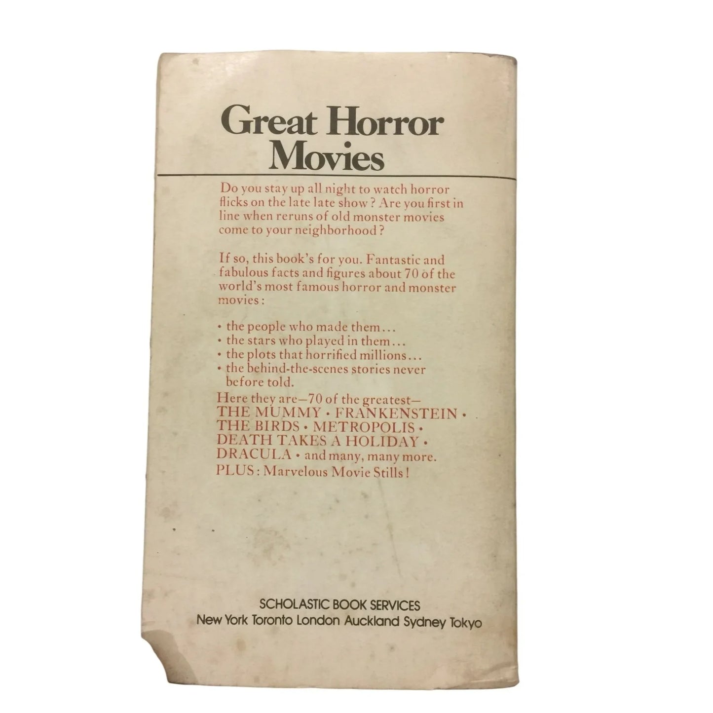Great Horror Movies book by Favius Friedman - A+ Stuff