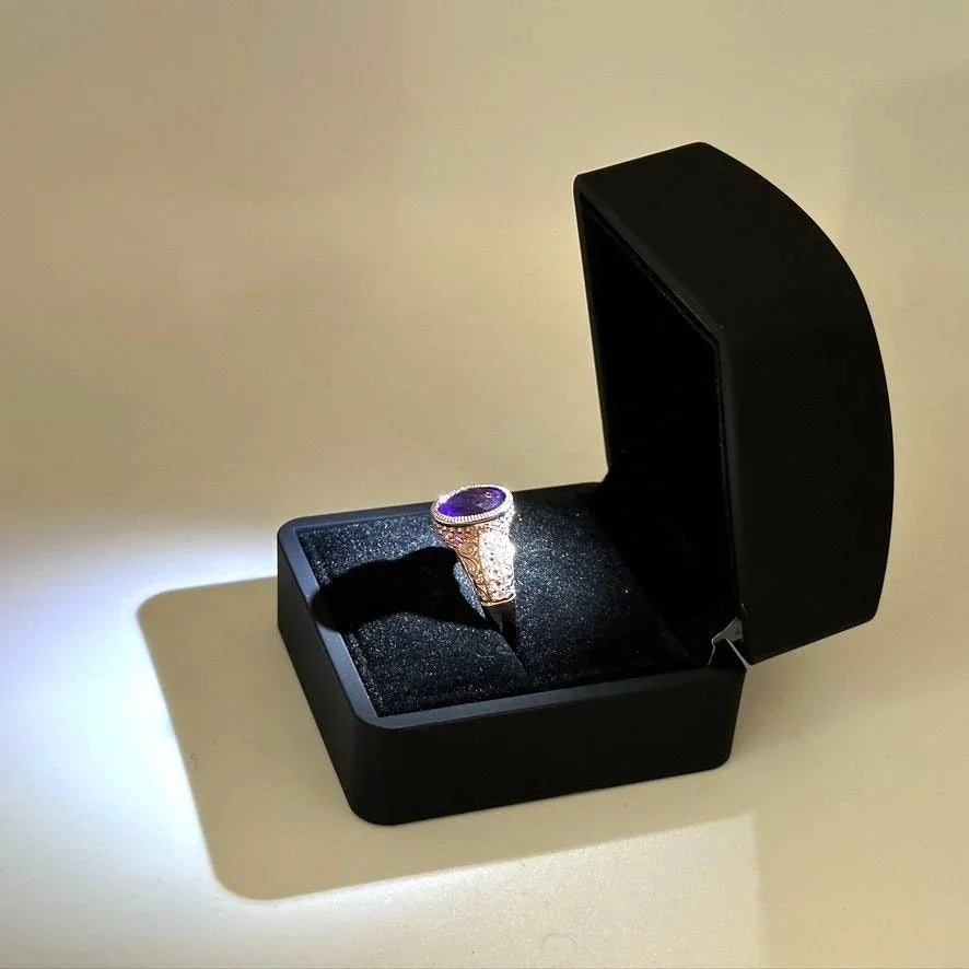 Enchanting 4.12 Carat Natural Amethyst Designer Ring - SIze 7.25 - 14kt Rose Gold Overlay - Beautiful! - A+ Stuff