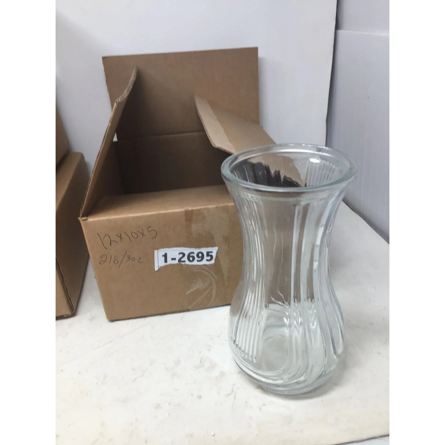 Vintage Hoosier Glass Vase- Tall/Clear Flower Vase Embossed Ribbed Design hoosier A+ Stuff