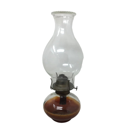 Vintage Oil Lamp - Clear glass Shade - Bulb Stained from Oil A+ Stuff A+ Stuff