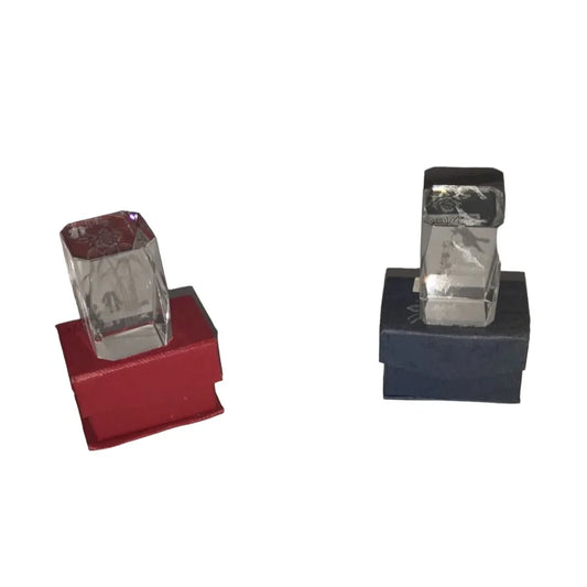 Two Clear Crystal Paperweights with Boxes 3D Laser Etched - A+ Stuff