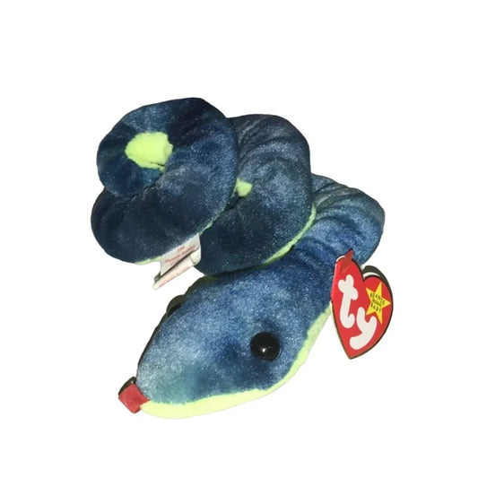Vintage 1997 Ty Beanie Original Baby Blue & green Snake Named Hissy - A+ Stuff
