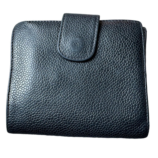 CHANEL Caviar Black Leather Bifold Wallet - A+ Stuff