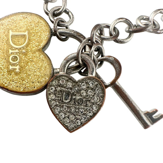 Christian Dior Silver Hear and Key Charm Bracelet with Dust Bag, Box & Documents - Christian Dior - Bracelet - A+ Stuff