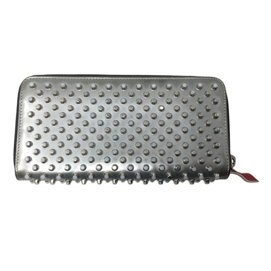 Christian Louboutin Panettone Silver Leather Studded Zip Around Long Wallet - Red Interior - Christian Louboutin - Wallet - A+ Stuff
