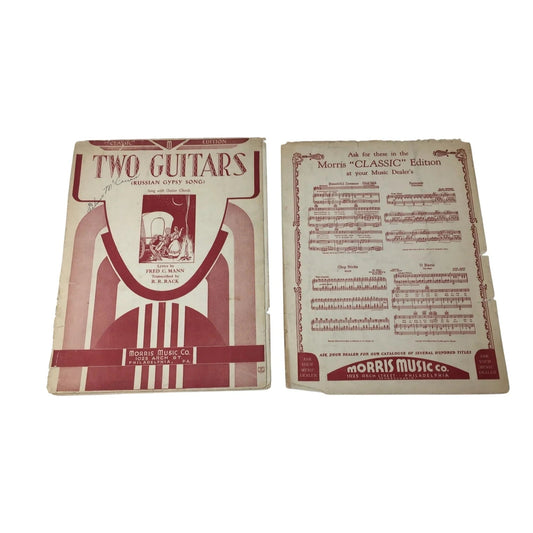 Classic Edition TWO GUITARS (Russian Gypsy Song) Vintage Sheet Music - A+ Stuff - sheet music - A+ Stuff