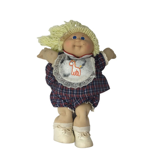 Vintage Blonde Haired Cabbage Patch Kids Doll Wearing Plaid Outfit - A+ Stuff