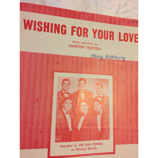 Wishing for Your Love by Sampson Horton Vintage Sheet Music - A+ Stuff