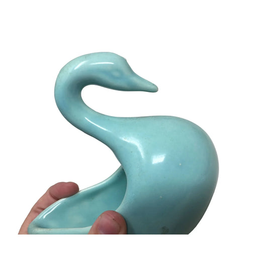 Vintage Ceramic Blue Long Necked Swan Planter/Vase - A+ Stuff