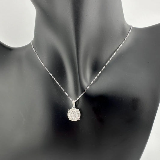 1/5 Carat Diamond Brilliance Diamond Cluster Pendant - Sterling Silver Setting w Chain - A+ Stuff