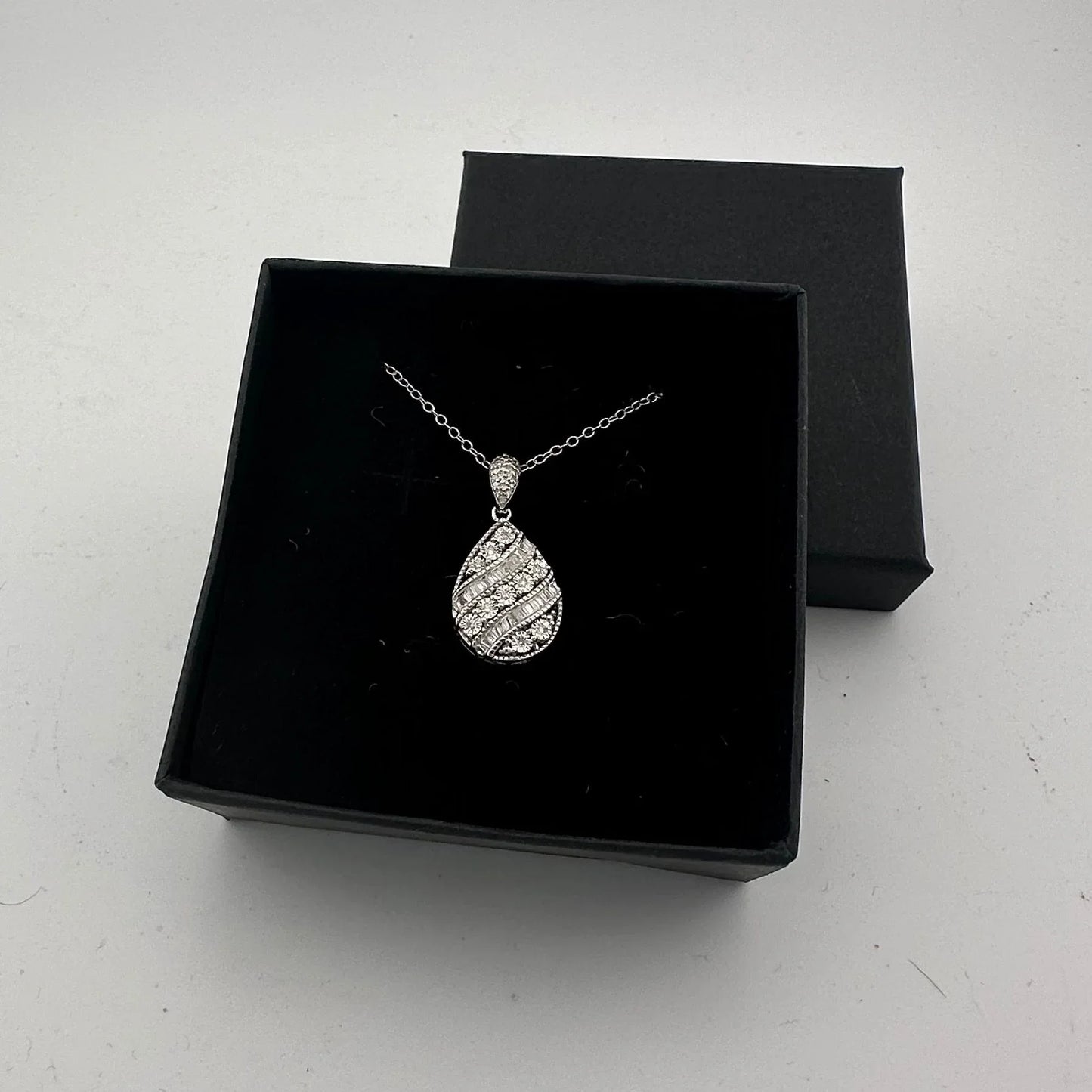 Beautiful Multi Diamond Pendant with 1 Ct of Round and Baguette Diamonds - .925 Stering - A+ Stuff