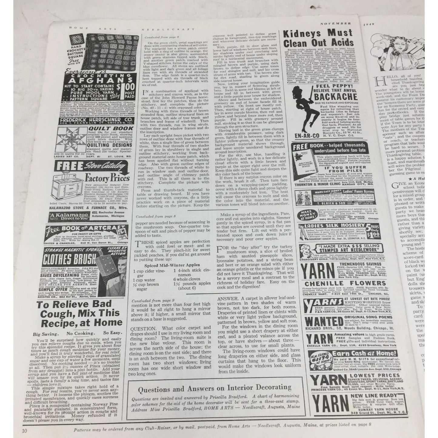 Vintage Collectible Needlecraft Home Arts Magazine Nov. 1940 Comfort & Needlecraft Home Arts A+ Stuff