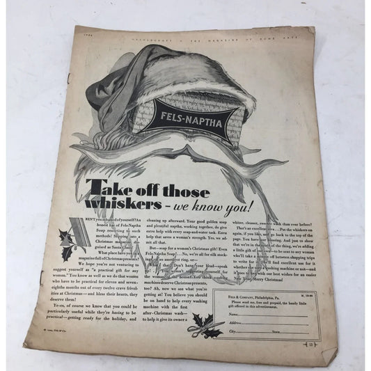 Vintage Home Arts Collectible Fels- Naptha Take off those whiskers- we know you! Ad Magazine Fels- Naptha A+ Stuff