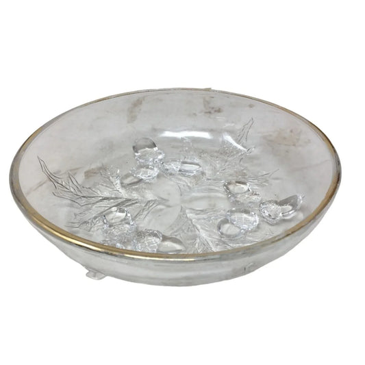 Vintage Small Footed Gold Rimmed Clear Glass Bowl/Dish unbranded A+ Stuff