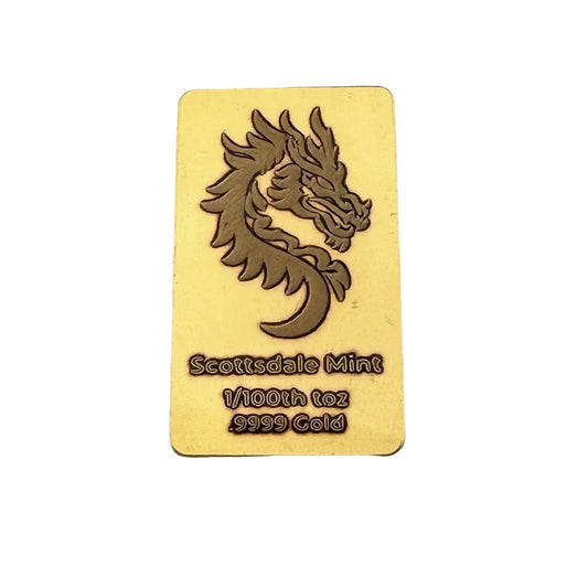 Lunar Dragon - Year of the Dragon 1/100th Oz Gold Bar (Year of the Dragon) .9999 Gold - A+ Stuff