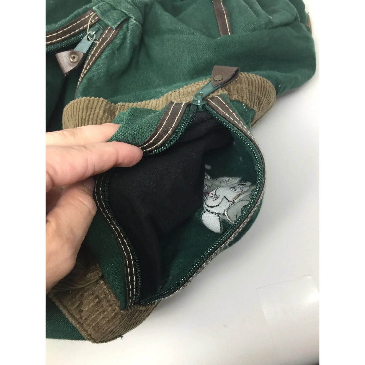 Vintage Disney Mickey Unlimited Green and Brown Duffle Bag- about 19x14'' - A+ Stuff