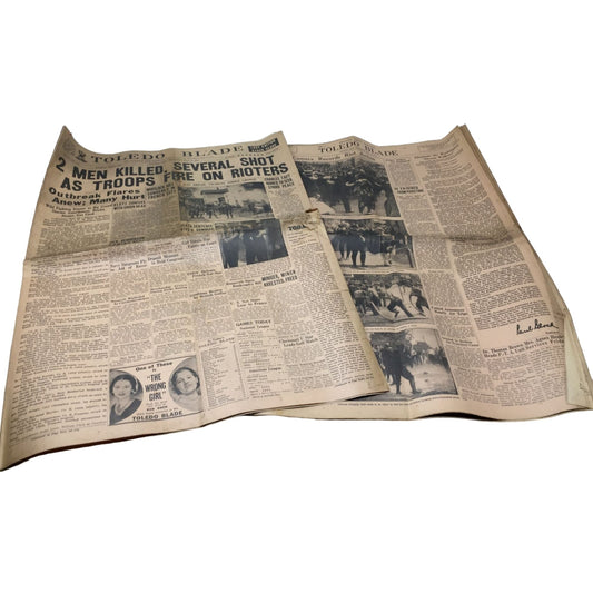 Toledo Blade: May 24, 1934- 2 Men Killed, Several Shot As Troops Fire on Rioters