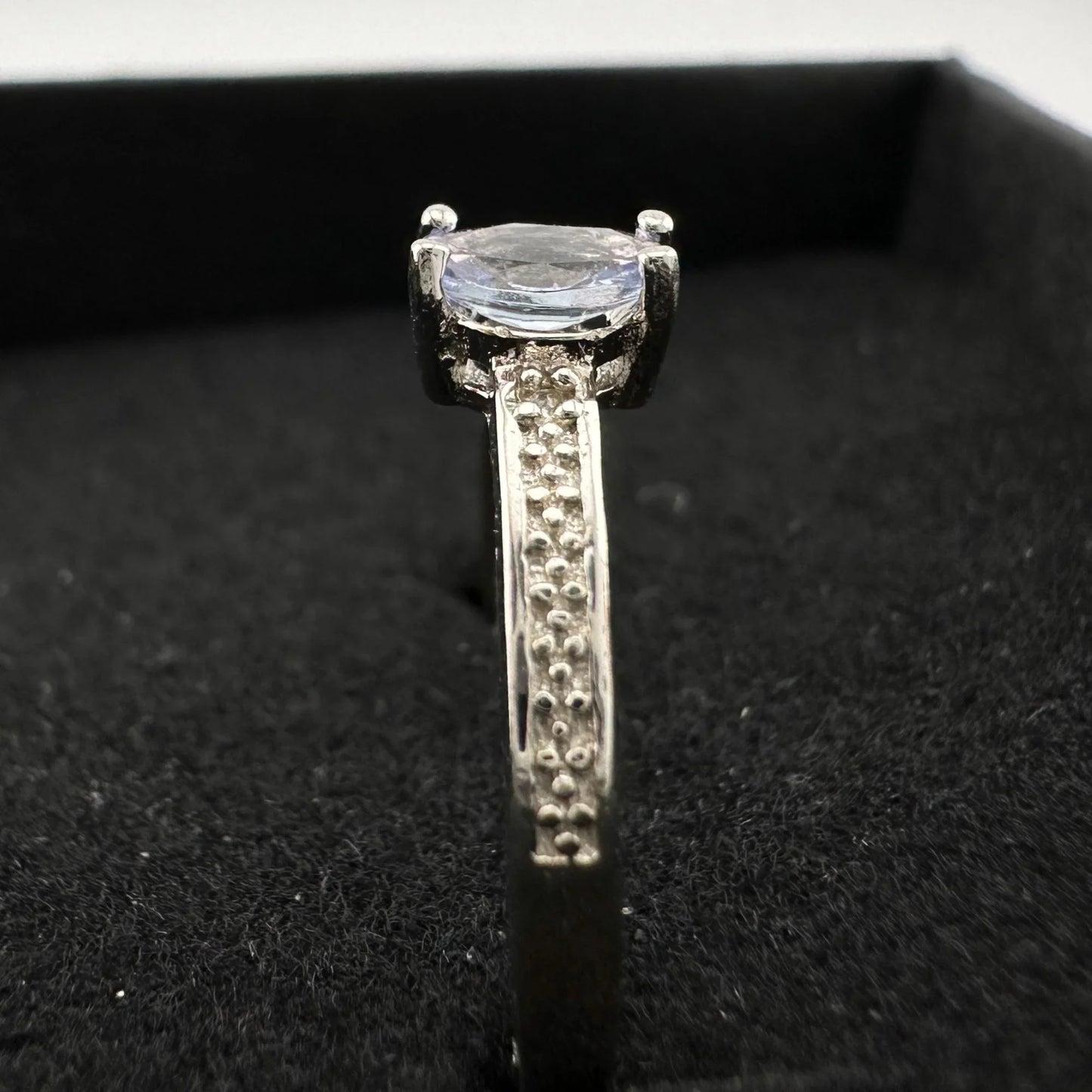 Beautiful Oval Tanzanite Ring with Diamond Accent - Sterling Silver Size 8.25 - A+ Stuff