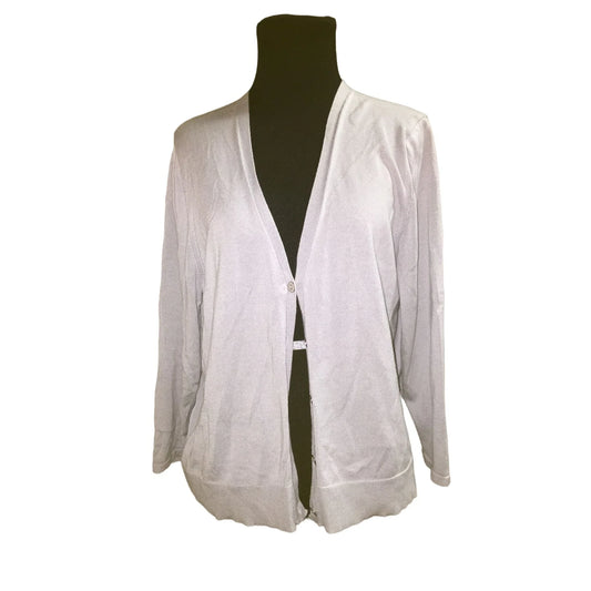 Womens Size Large Alfani Grey Button up Long Sleeve Cardigan - A+ Stuff