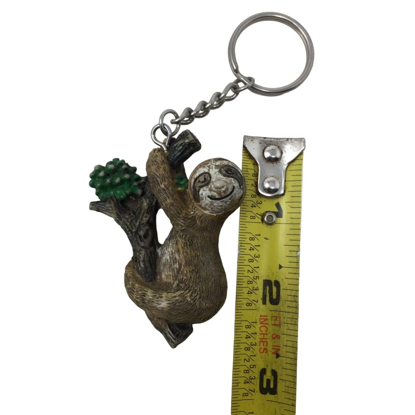 Vintage Tree Hanging Smiling Sloth Keychain/Keyring Hand Painted Figurine A+ Stuff A+ Stuff