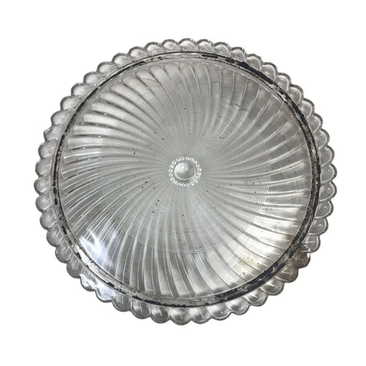 Vintage Clear Glass Round Dessert Tray/Cake Plate with Pinwheel Design - A+ Stuff