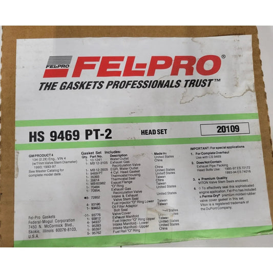 New Engine Cylinder Head Gasket Set Fel-Pro HS 9469 - A+ Stuff