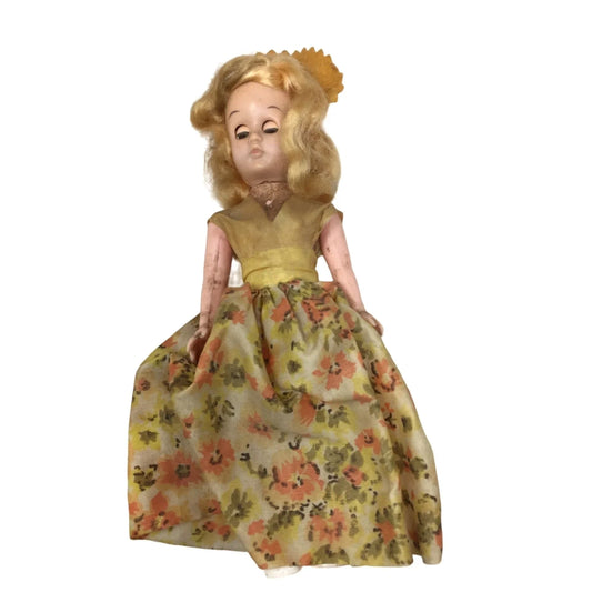 Vintage Collectible Blonde Haired Doll Wearing Dress & Hat or Bonnet - Eyes, Arms and Head Move -- A+ Stuff Fashion Dolls