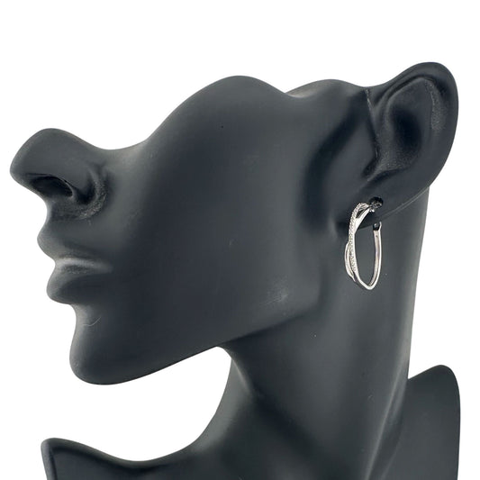 Beautiful Thin Diamond Infinity Hoop Earrings - Natural Diamonds in Sterling Silver 1.5" hoop