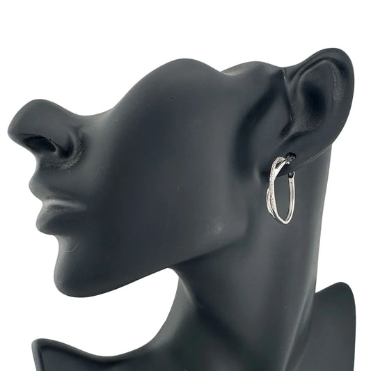 Beautiful Thin Diamond Infinity Hoop Earrings - Natural Diamonds in Sterling Silver 1.5" hoop - A+ Stuff