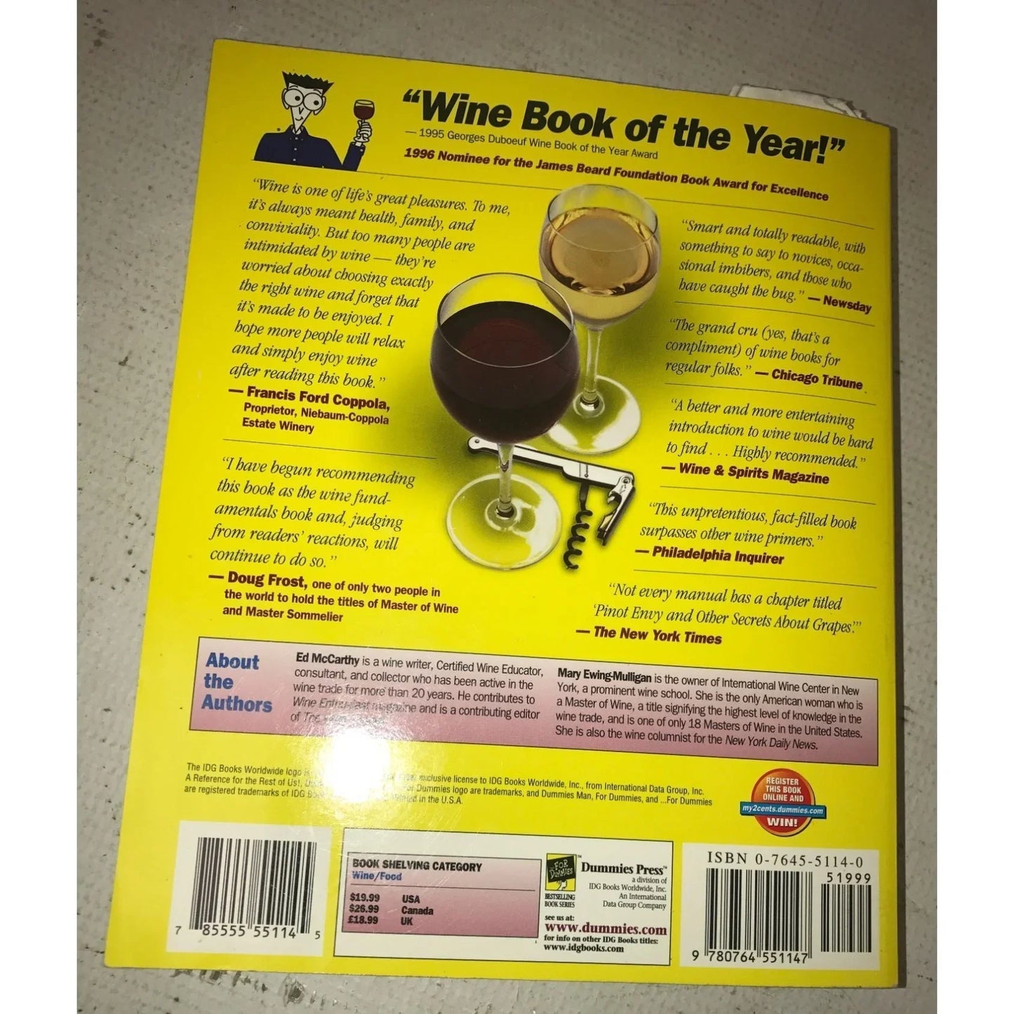 Wine for Dummies Mary Ewing-Mulligan and Ed McCarthy book - A+ Stuff
